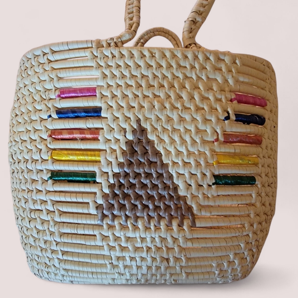 Vintage Large Straw Raffia Tote‎ Basket - Picture 5 of 6